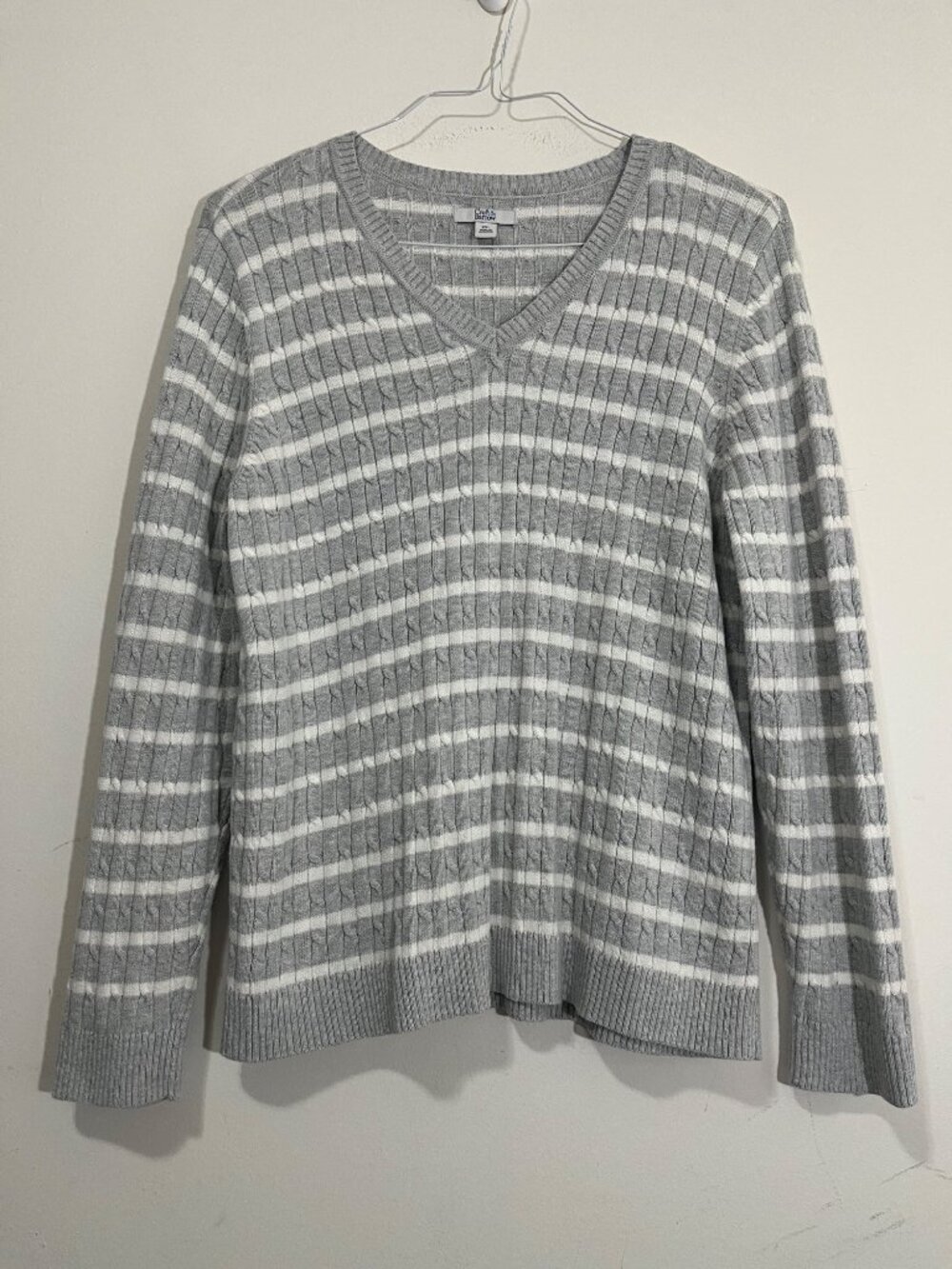 Croft & Barrow Cable Knit Ribbed Striped Sweater Womens Size XXL Preppy Classic